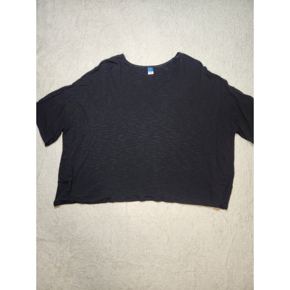 Old Navy Luxe Slub Knit Oversized Crop Shirt Size M Black Drop Shoulder